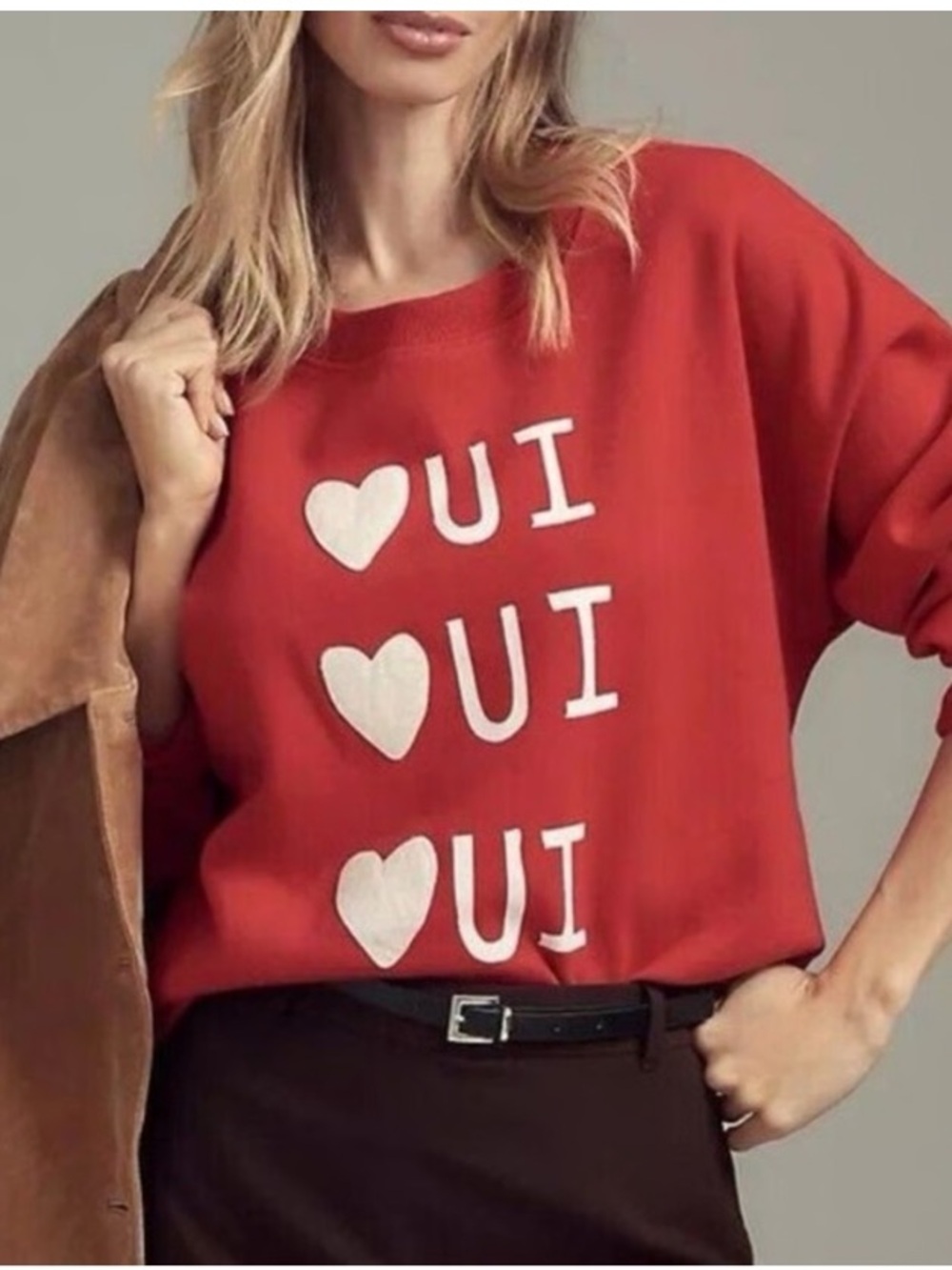 Maeve Anthro Red 'OUI' Heart Graphic Sweatshirt
Sz XS